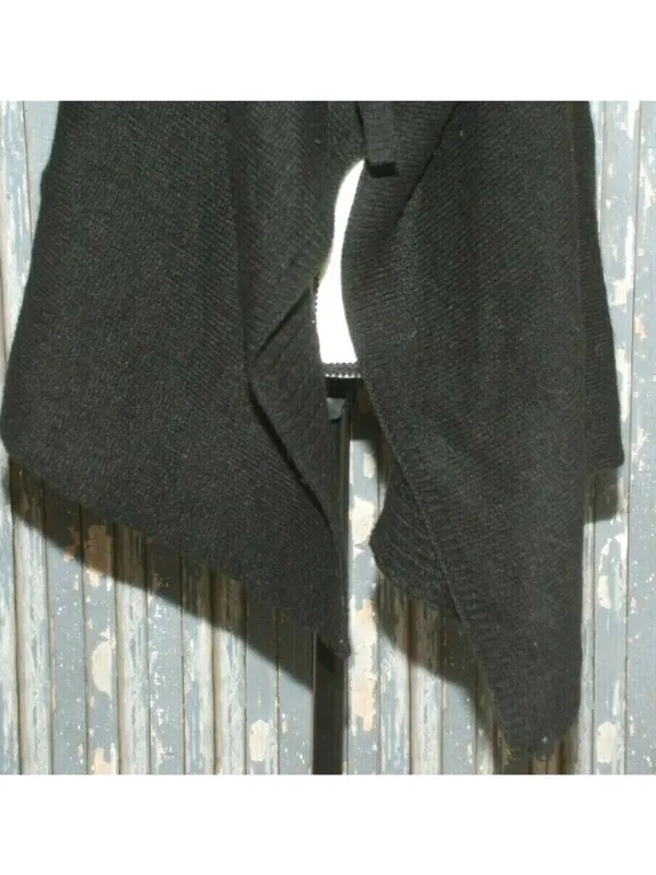 Madden NYC Black Poncho Style Sweater Oversized One Size Lagenlook Grunge Casual - Image 7