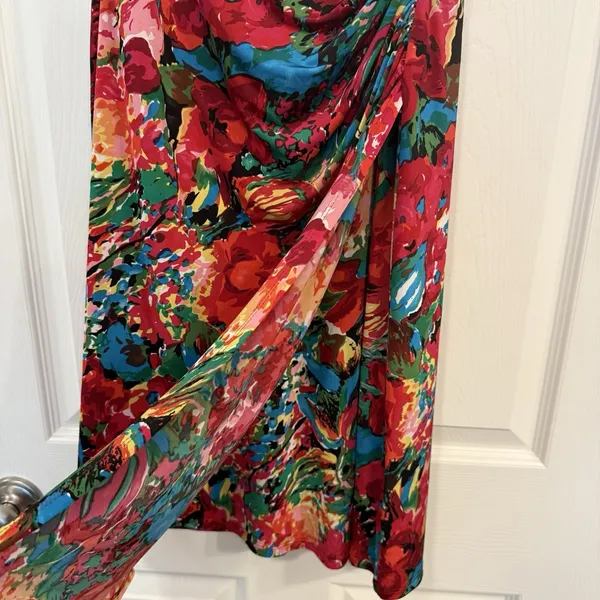 Lauren Ralph Lauren Faux Wrap Dress Sz 6 Floral Stretch Vibrant Jersey‎ Ruched - Image 5