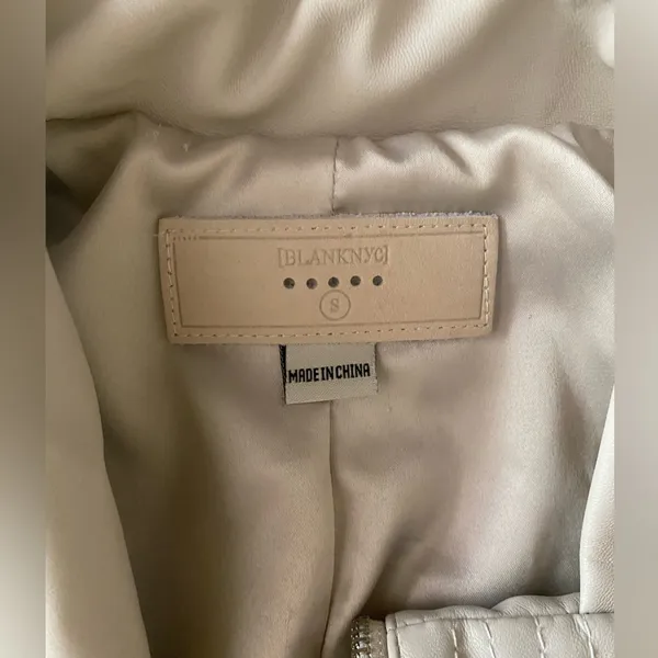 BLANK NYC leather cream motto asymetrical jacket - Image 2