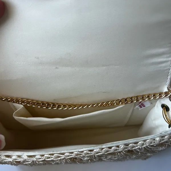 Vtg Ivory Chain Purse Shoulder Clutch Handbag 50s 60s made in Japan - Image 4