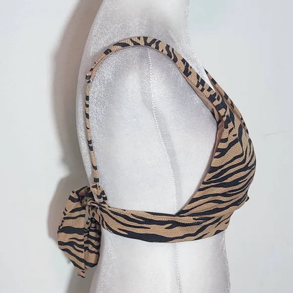 Aerie Tan and Black Tiger Print Bikini Top NWT Size Small Triangle Bikini Top - Image 3