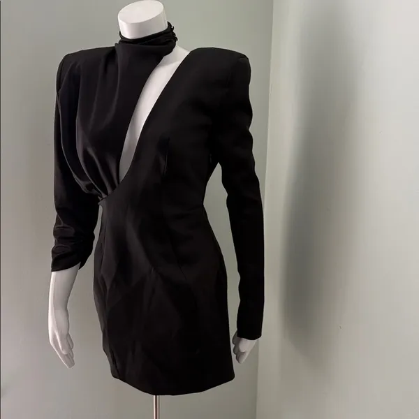 House of CB Black Long Sleeve Mink Dress NEW - Image 2