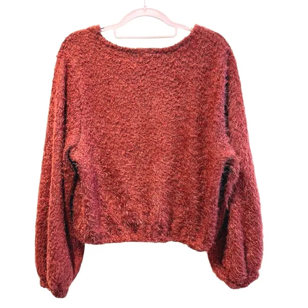 Altar'd State Womens Red Eyelash Knit Fuzzy Cropped Sweater BE20916-B‎ Large - Image 3