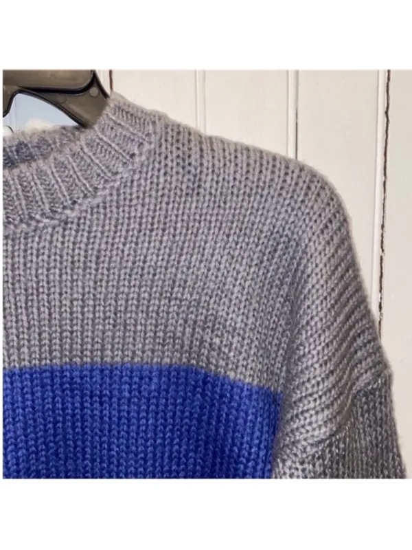 Lumiere Urban Outfitters Crewneck Sweater Blue Black Grey Colorblock Size L - Image 2