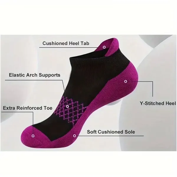 Colorful Athletic Women's Ankle Socks M/L 6 PACK Tab Low Cut High Quality‎ NEW - Image 4