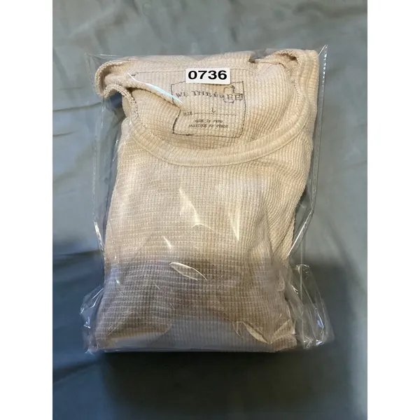 We The Free Free People Cream Waffle Knit Thermal Long Sleeve Top Large 0736 - Image 8