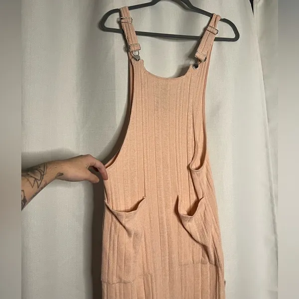 K/Lab Pink Ribbed Overall Style Dress Small - Image 4