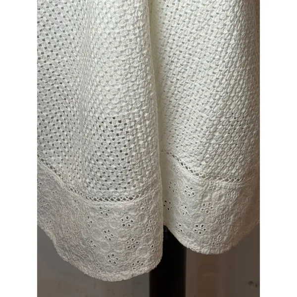 Rebecca Taylor Dress Women‎ 2 White Netted Eyelet Tie Waist Cap Sleeve Midi Boho - Image 10