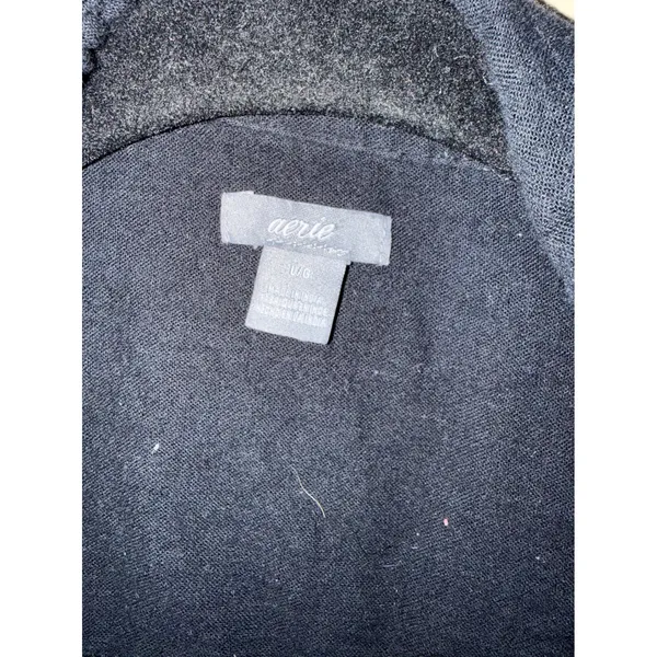 Aerie Womens Large Black Button Down Textured Long Sleeve Relaxed Top Minimalist - Image 3