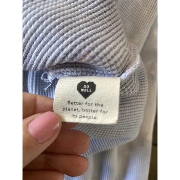 Madewell MWL Quarter Zip Pullover Womens Size S Blue Tie Dye Waffle Sweatshirt - Image 7