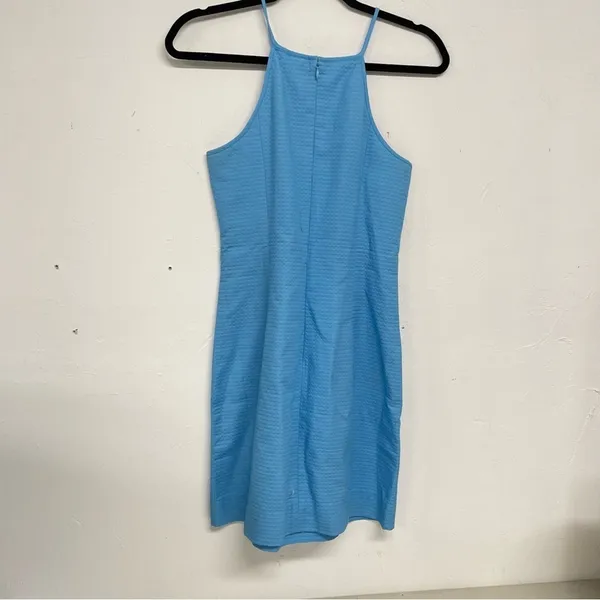 Lilly Pulitzer Blue Halter Mini Dress Gold Cut Out Accent Womens 2 Crochet Beach - Image 11