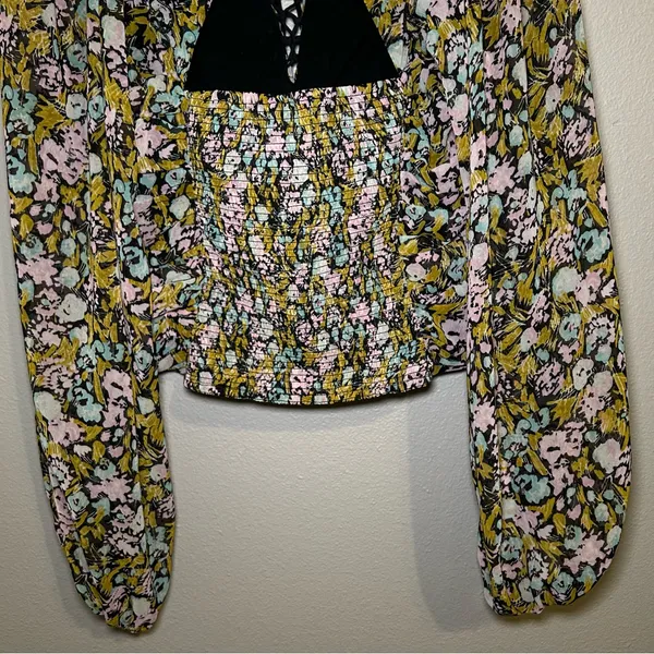 Free People Mabel Balloon Sleeve Floral Boho Blouse Women’s Size Medium - Image 10