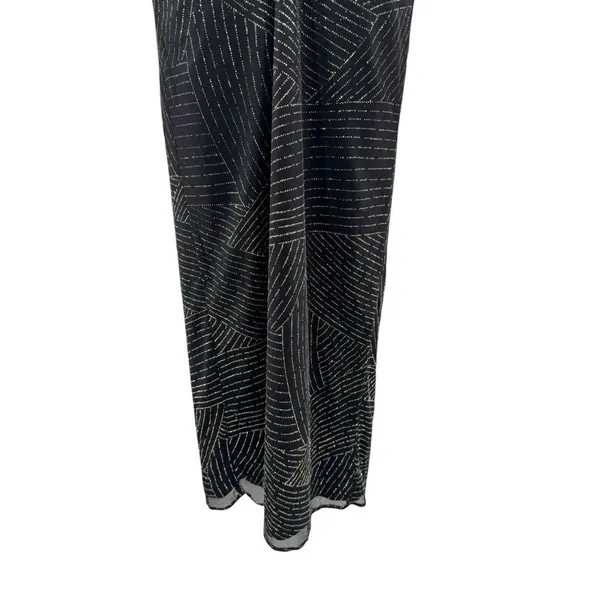 90s VTG Jessica McClintock Gunne Sax Sz. 5 Black Silver‎ Glitter Strapless Dress - Image 3