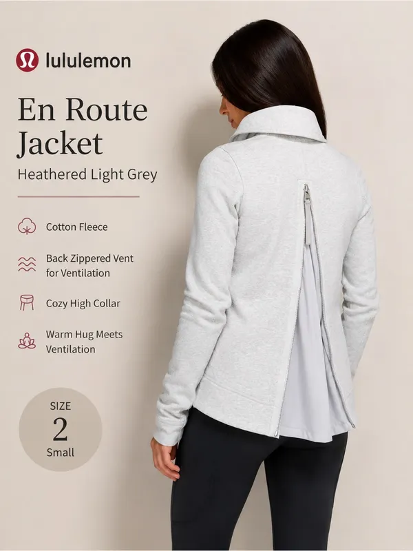 Lululemon En Route Jacket Heathered Light Grey Size 2 - Image 2