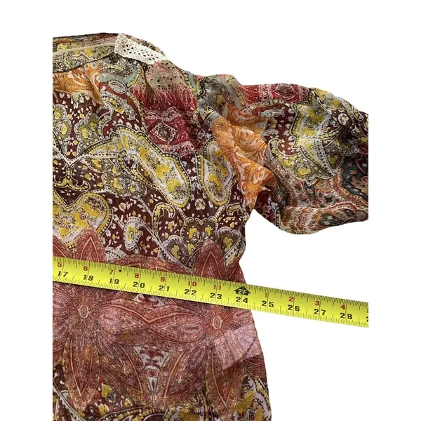 Zara Women Size Medium Blouse Sheer Bohemian Long Sleeve 7-216 - Image 5