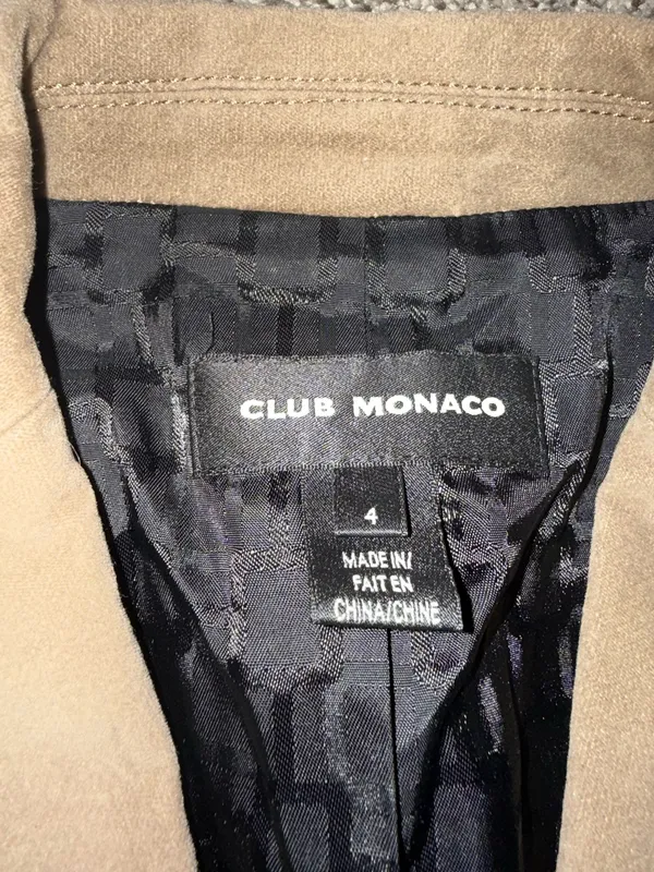Club Monaco Brown Corduroy Blazer Jacket With Ribbon Belt Size 4 - Image 3