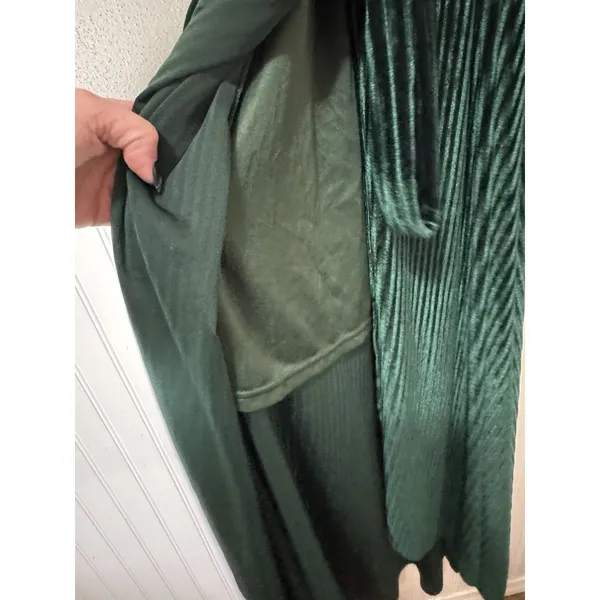 Baltic Born‎ Emerald Green Striped Velvet Velour Wrap Dress Women Size Small - Image 6