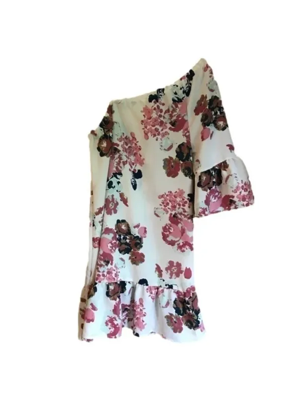Indulge In Style floral one shoulder bell sleeve Medium dress - Image 11