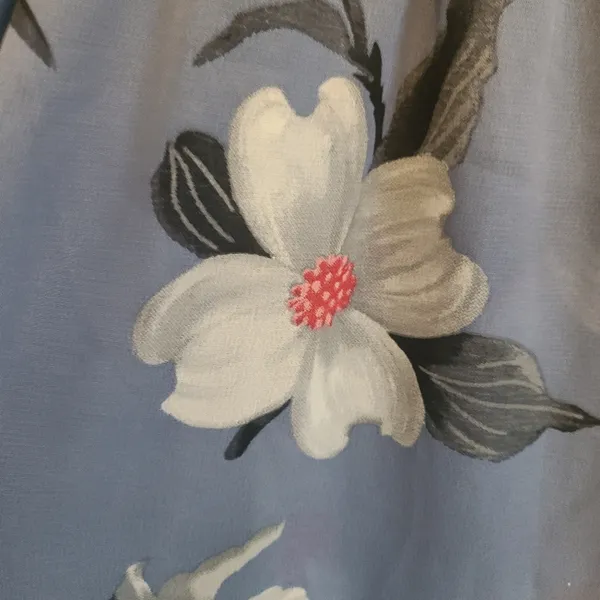 Hint of Blush Long Maxi Flutter Dress Size Large Magnolia Floral Blue High Low - Image 4