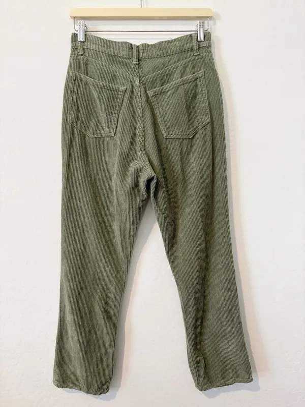 Reformation Cynthia Pants Size 27 Moss Green Corduroy Button Fly Whimsigoth Chic - Image 9