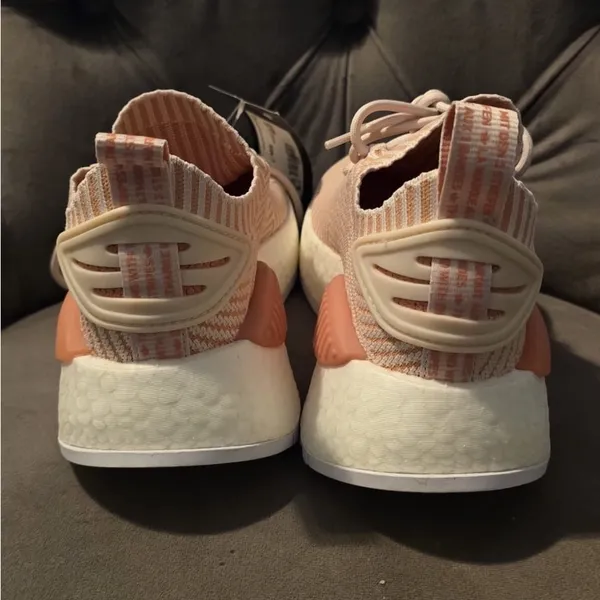 Adidas Peach and White Striped Sneakers - Image 10