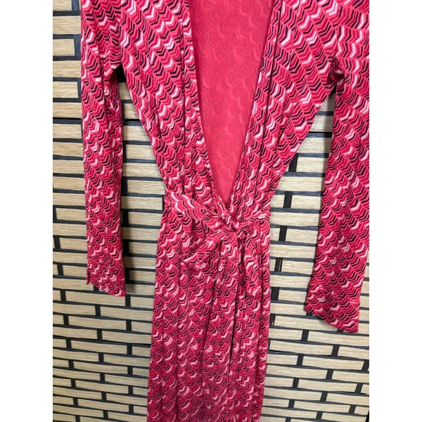 Diane von Furstenberg‎ Red Silk Wrap Dress Size 4 - Image 3