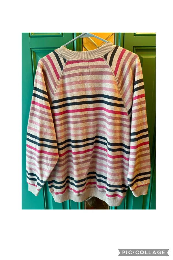 American Eagle Oversized Striped Sweatshirt Retro 90s Indie Raglan Pullover XS - Image 7