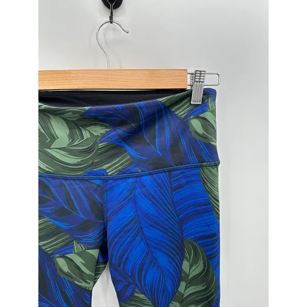 Noli Leggings‎ Women Blue Green Tropical Leaf Pull On Stretch Activewear Sz M - Image 4