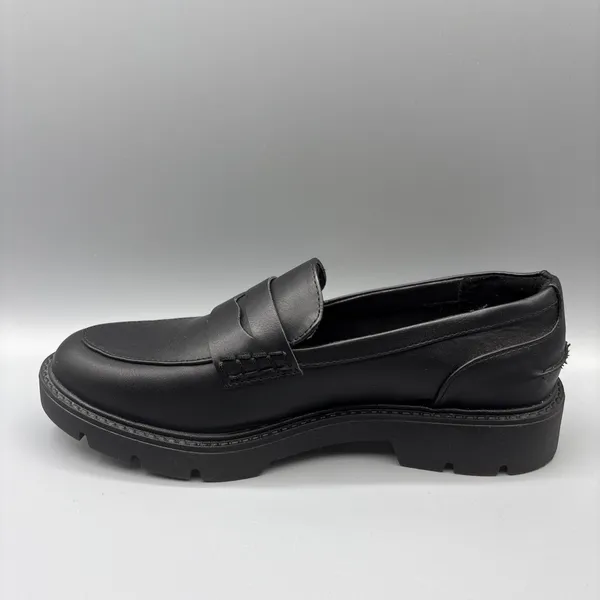 A New Day Chunky Penny Loafers Size 9.5 Black Faux Vegan Leather Dark Academia - Image 7
