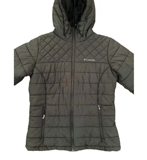 Columbia Women's Black Lightweight Puffer Jacket with Pockets and Logo Medium - Image 5