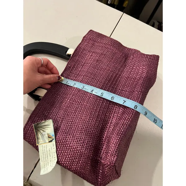 Purple Sisal Natural Fiber Wooden Handle Medium Top Handle Top Bag NEW - Image 12