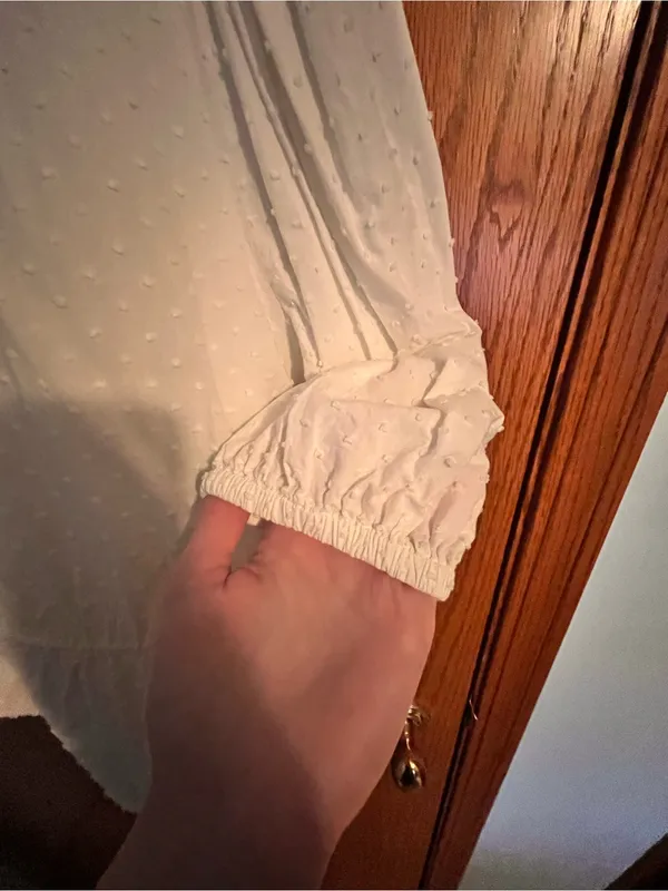 Divided White Tie-Front Peasant Blouse - Image 3
