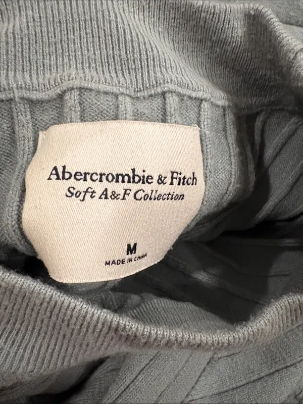 Abercrombie & Fitch Sage Green Ribbed Knit Lounge Relaxed Coastal Grandma Medium - Image 5