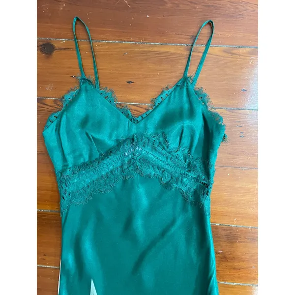 Anthropologie Bl^nk London Green Tropical Lace Maxi Slip Dress NWT S - Image 8