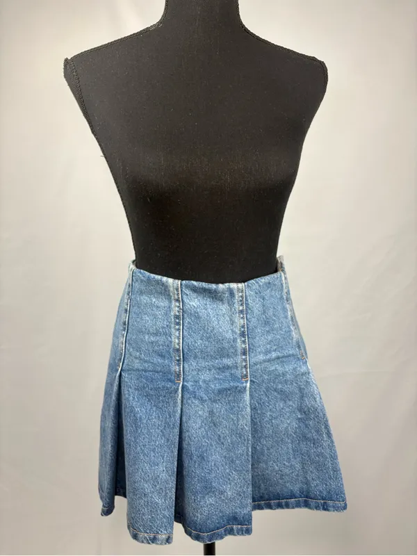 Denim Mini Skirt Pleated H&M Blue - Image 2