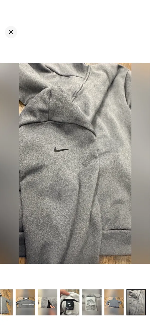 Nike Hoodie Sweatshirt Women’s Size Large Gray Fleece Pullover Side Pockets Logo - Image 9