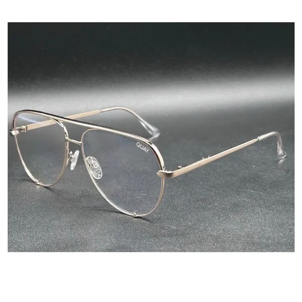 Quay Australia High Key Mini Rose Gold Blue Light Blocking Aviator Glasses 126 - Image 2