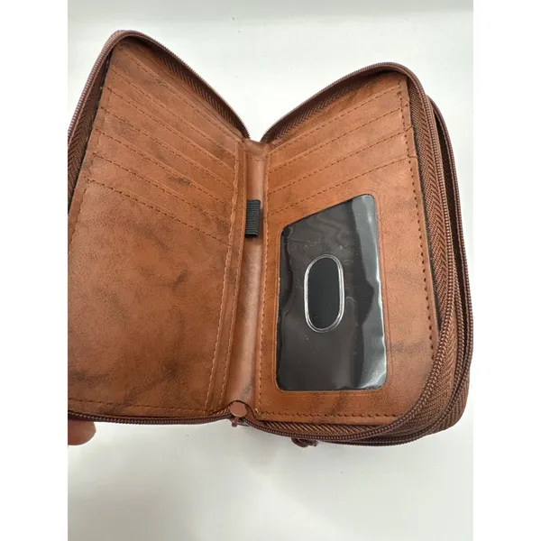 Buxton Brown Genuine Leather Double Zip Around RFID Organizer Wallet‎ Women - Image 7