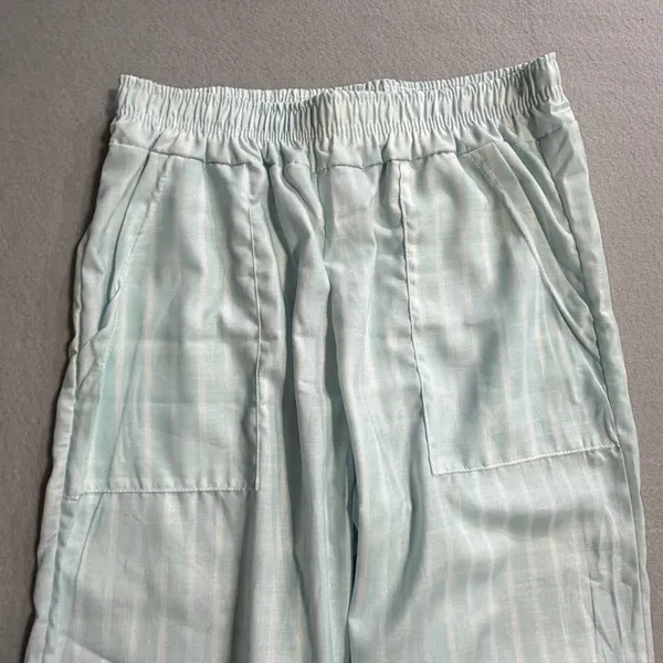 Women's Light Blue and White Striped Pull On Drawstring Waist Pant Size S #26057 - Image 3