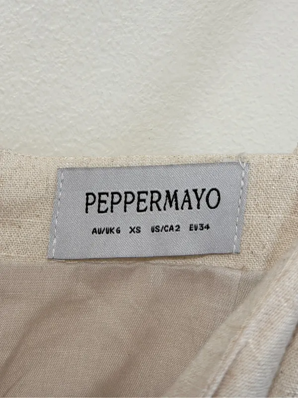 PEPPERMAYO Angelina Linen Maxi Dress Size XS / 2 Cream Oatmeal Summer Beach boho - Image 4