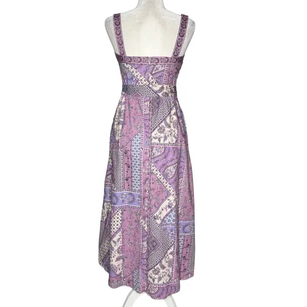 Laundry By Shelli Segal Dress 6 S Cotton Stretch Pockets Midi Patchwork‎ Cottage - Image 6