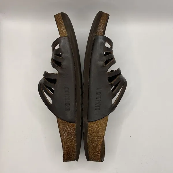 Birkenstocks Sz 38 US W7 Brown‎ Leather Mayari Arizona Granada slide Sandals Y2K - Image 10