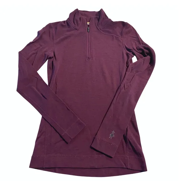 Smartwool Base Layer Top Wmn S Plum Merino Wool‎ Quarter Zip Gorpcore Activewear - Image 2