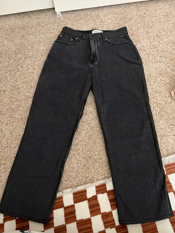 Abercrombie Black Denim/Leather Jeans - Image 4