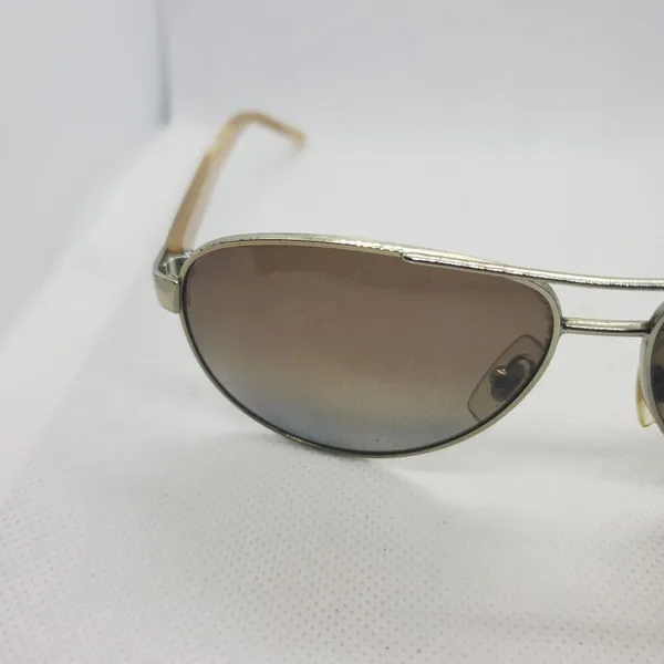 Ralph Lauren Polarized Silver & Tan Aviator Sunglasses - Image 8