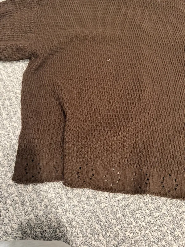 Boutique brown knit button up short sleeve shirt - Image 5