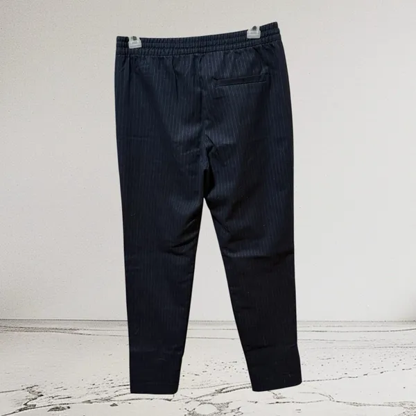 Gap Pinstripe Trousers Womens 0R Navy Blue‎ Excellent Drawstring Elastic Waist - Image 4