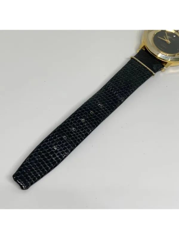 Vintage moulin women watch floating crystals gold tone 33mm black running - Image 4