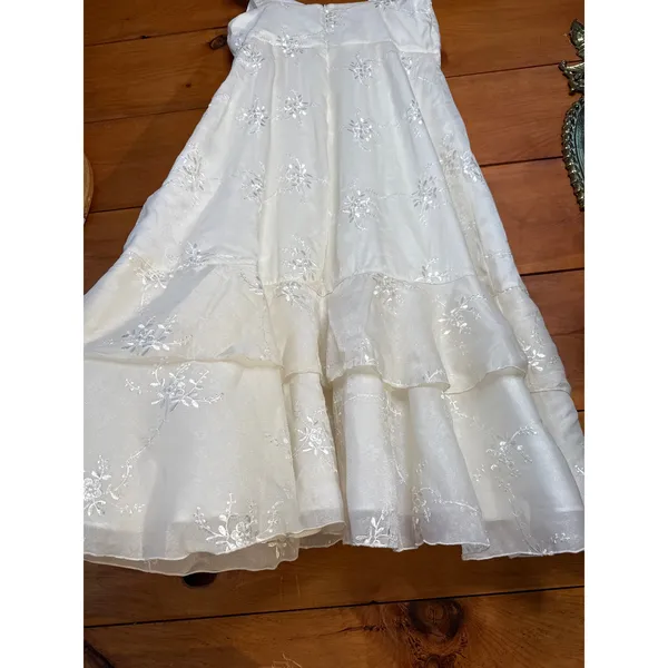 NWT Lulus Elegant Direction Ivory Embroidered Ruffled Tie-Strap Midi Dress Sz XL - Image 7