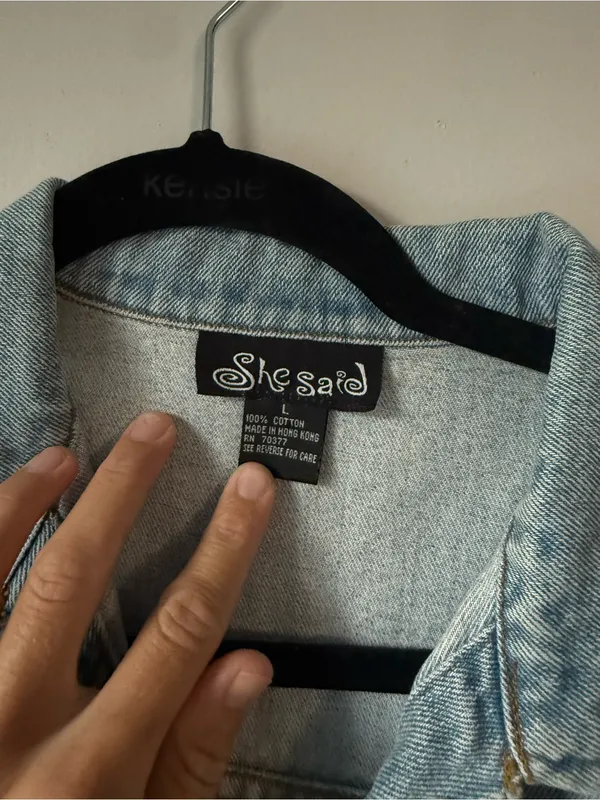 VTG Y2K SHE SAID Denim Vest Jacket Light Blue Light Wash Barn Vest Cotton L - Image 4